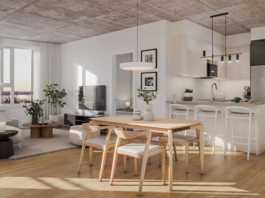 Les Cours Bellerive - Condos neufs dans Mercier En inscription avec units modles En occupation en Montrgie avec stationnement intrieur: 2 chambres